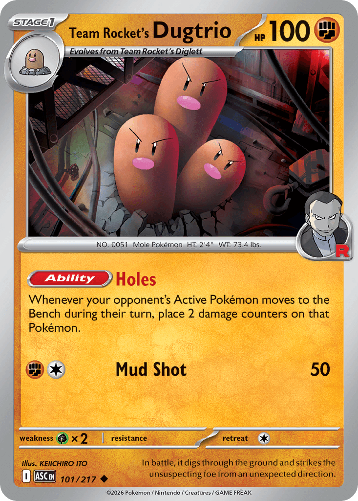 Team Rocket's Dugtrio - 101/217 (Energy Symbol Pattern) Ascended Heroes #101