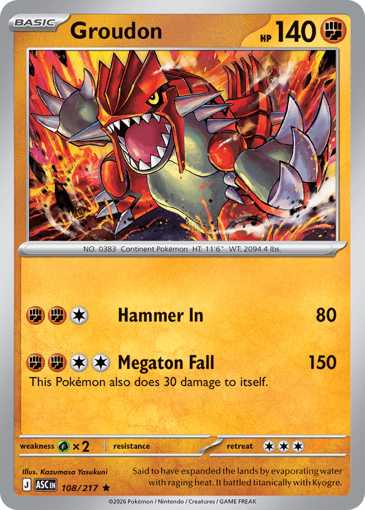 Groudon (Energy Symbol Pattern) Ascended Heroes #108