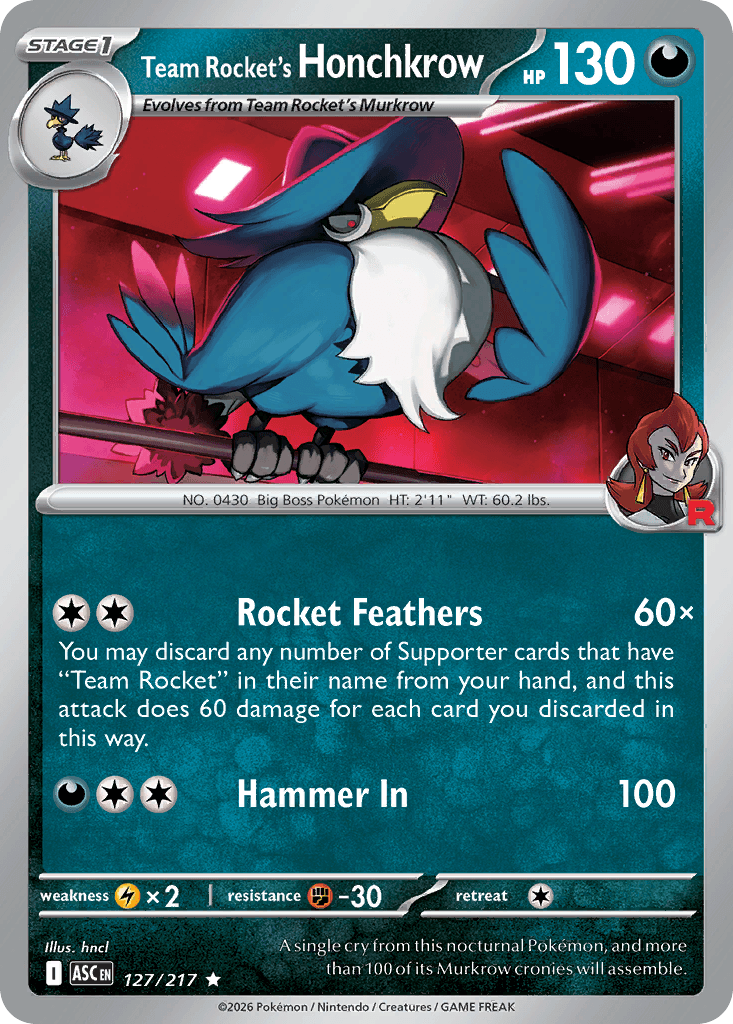 Team Rocket's Honchkrow (Team Rocket) Ascended Heroes #127