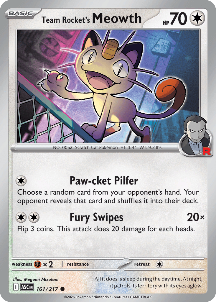 Team Rocket's Meowth (Energy Symbol Pattern) Ascended Heroes #161