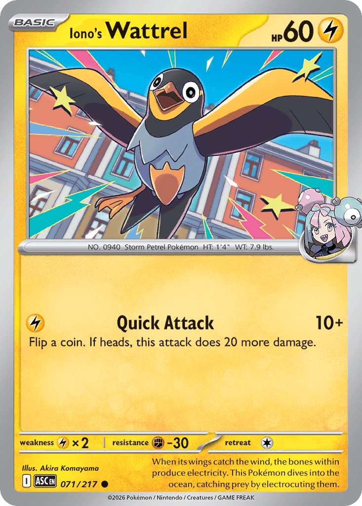 Iono's Wattrel - 071/217 (Poke Ball) Ascended Heroes #71