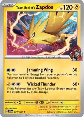 Team Rocket's Zapdos Destined Rivals #70